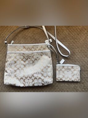 Coach Signature Bag and Corner Zip Wristlet